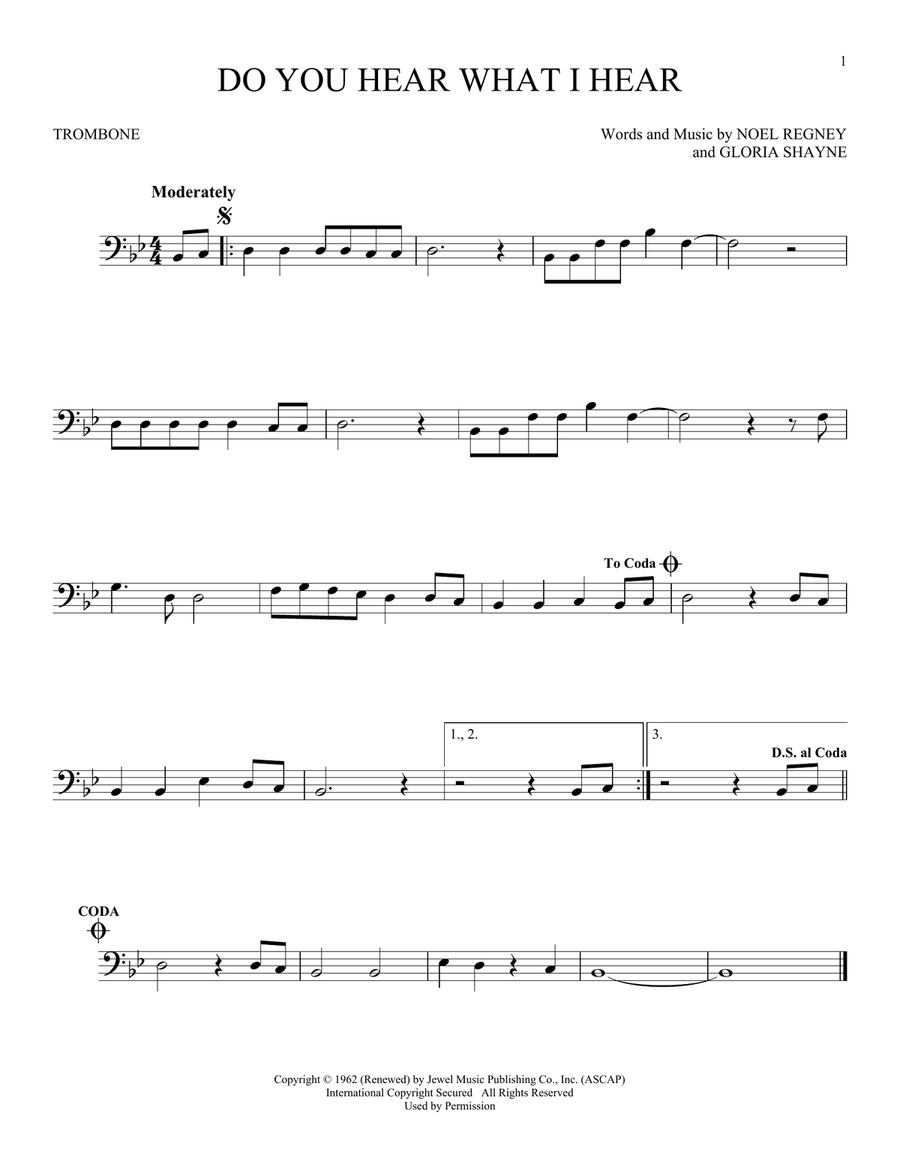Do You Hear What I Hear Trombone Solo scores gallery preview page 1