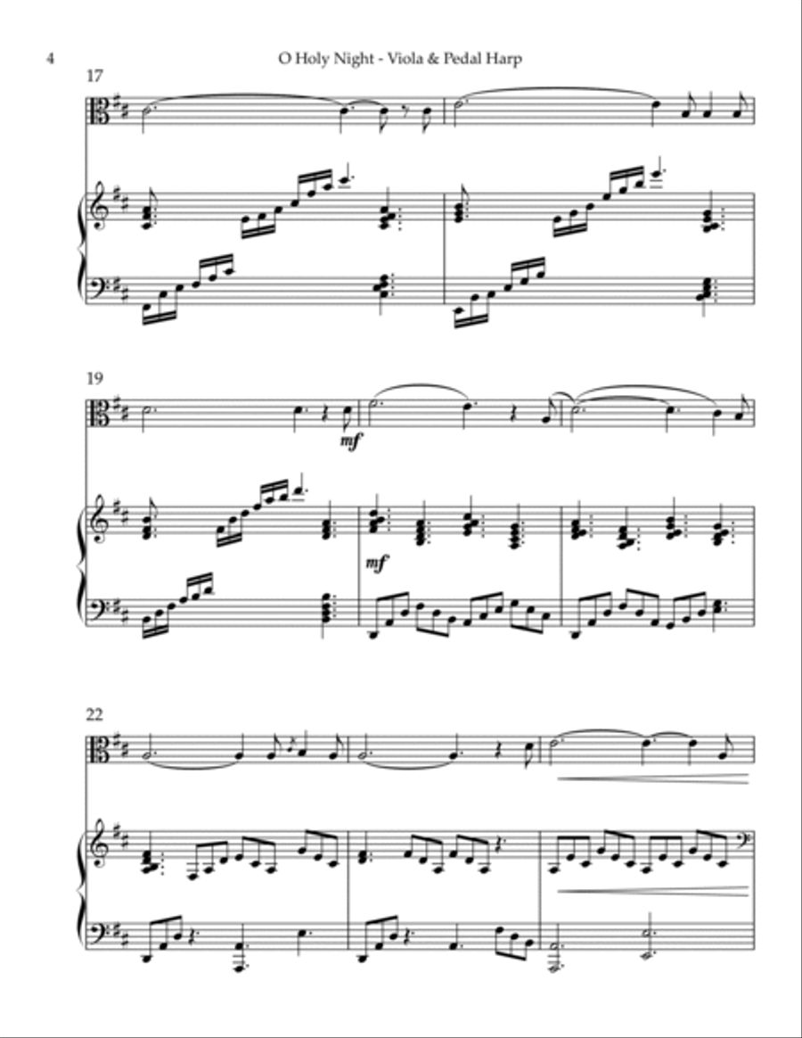 O Holy Night, Duet for Viola & Pedal Harp