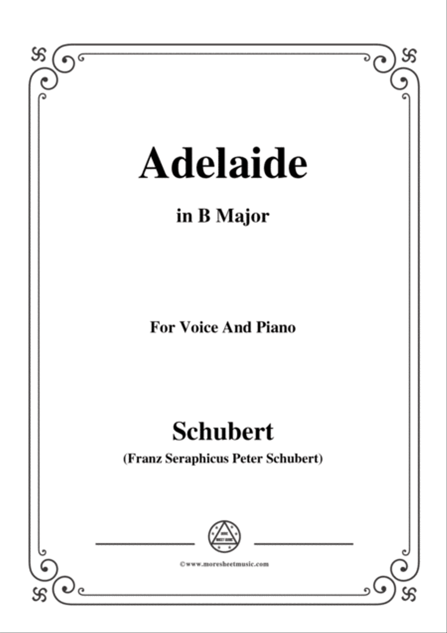 Schubert-Adelaide,in B Major,for Voice and Piano Voice Solo scores gallery preview page 1