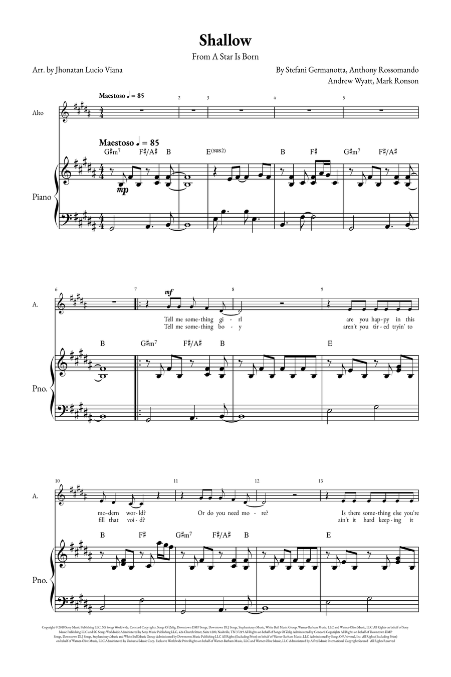 Shallow A Cappella scores gallery preview page 1