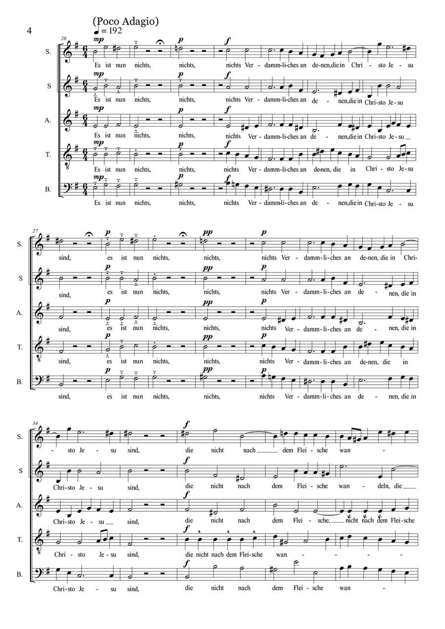 JESU MEINE FREUDE - BWV 227 - Motets 1 to 9 - Score for SATB and SSATB Choir - Score Only Divisi scores gallery preview page 4