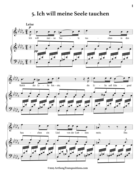 SCHUMANN: Ich will meine Seele tauchen, Op. 48 no. 5 (transposed to B-flat minor)
