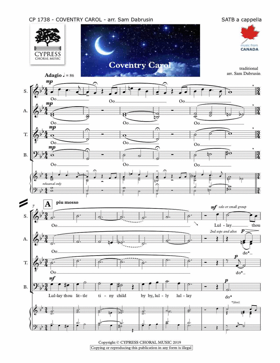 The Coventry Carol 4-Part scores gallery preview page 1
