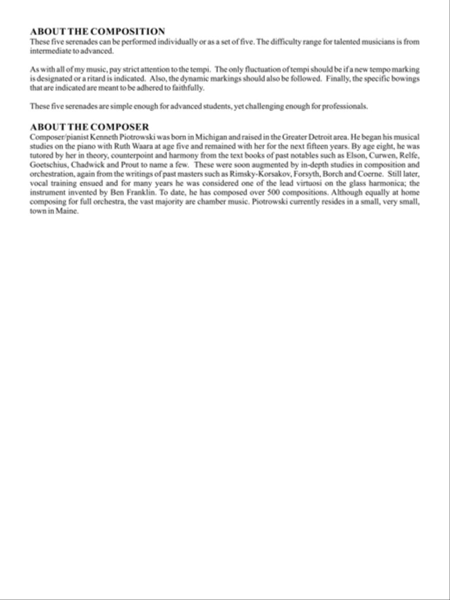 Five Serenades Violin scores gallery preview page 2