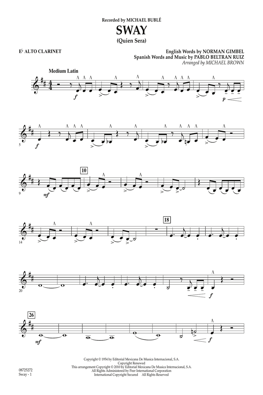 Sway (Quien Sera) - Eb Alto Clarinet Concert Band scores gallery preview page 1