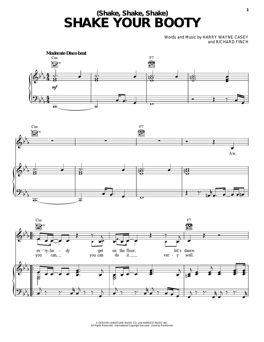 Shake Your Booty Shake Your Booty Piano, Vocal, Guitar scores gallery preview page 1