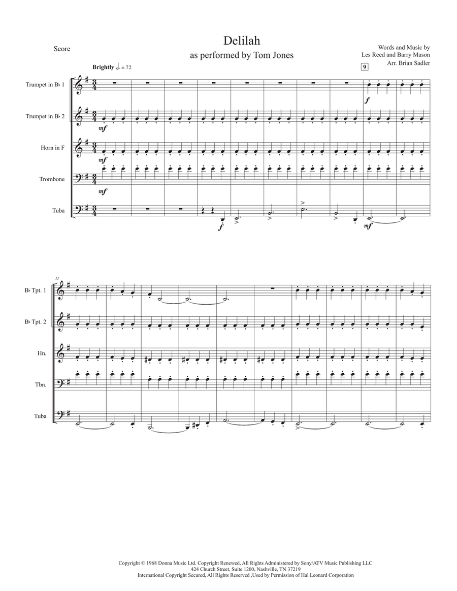 Delilah Brass Ensemble scores gallery preview page 1