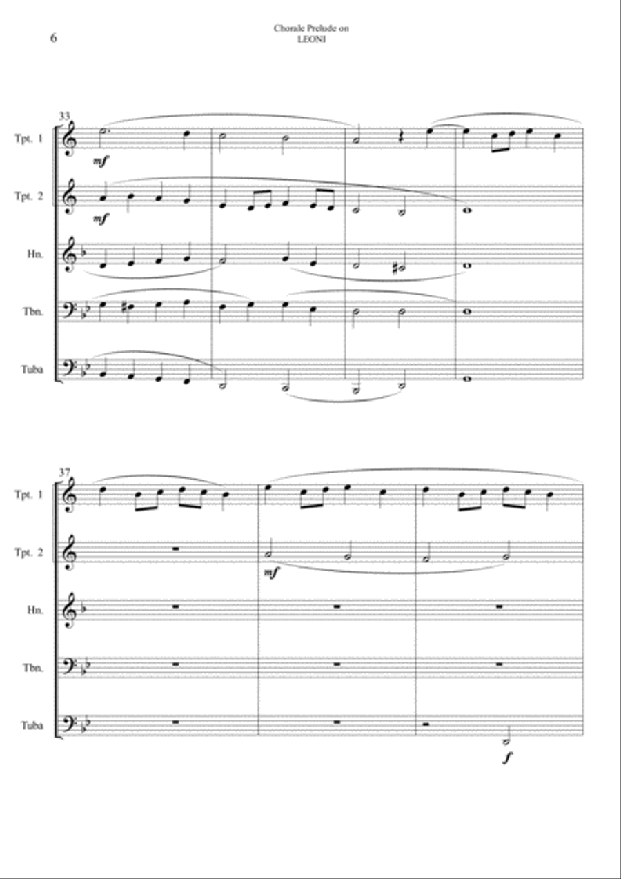 Chorale Prelude on Leoni - Brass Quintet Brass Quintet scores gallery preview page 6