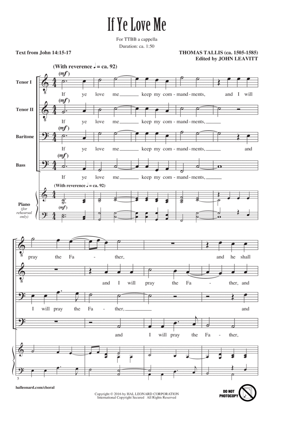 If Ye Love Me If Ye Love Me TTBB scores gallery preview page 1