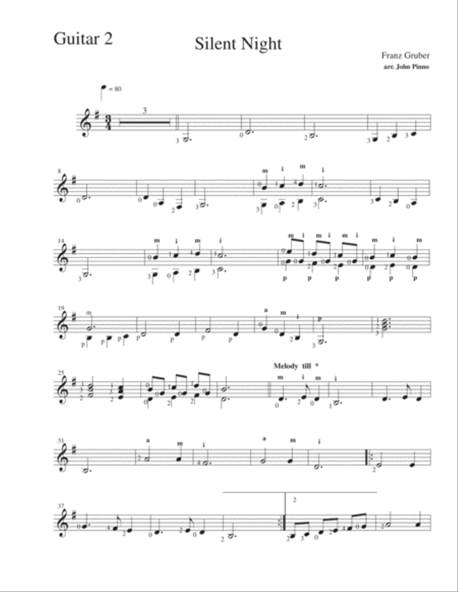 Silent Night for Classical Guitar Trio or Quartet Guitar Ensemble scores gallery preview page 4