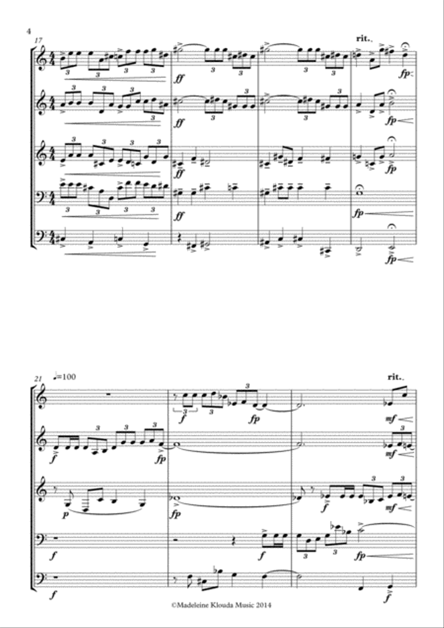 Fanfare to a New Beginning for Brass Quintet Brass Quintet scores gallery preview page 4