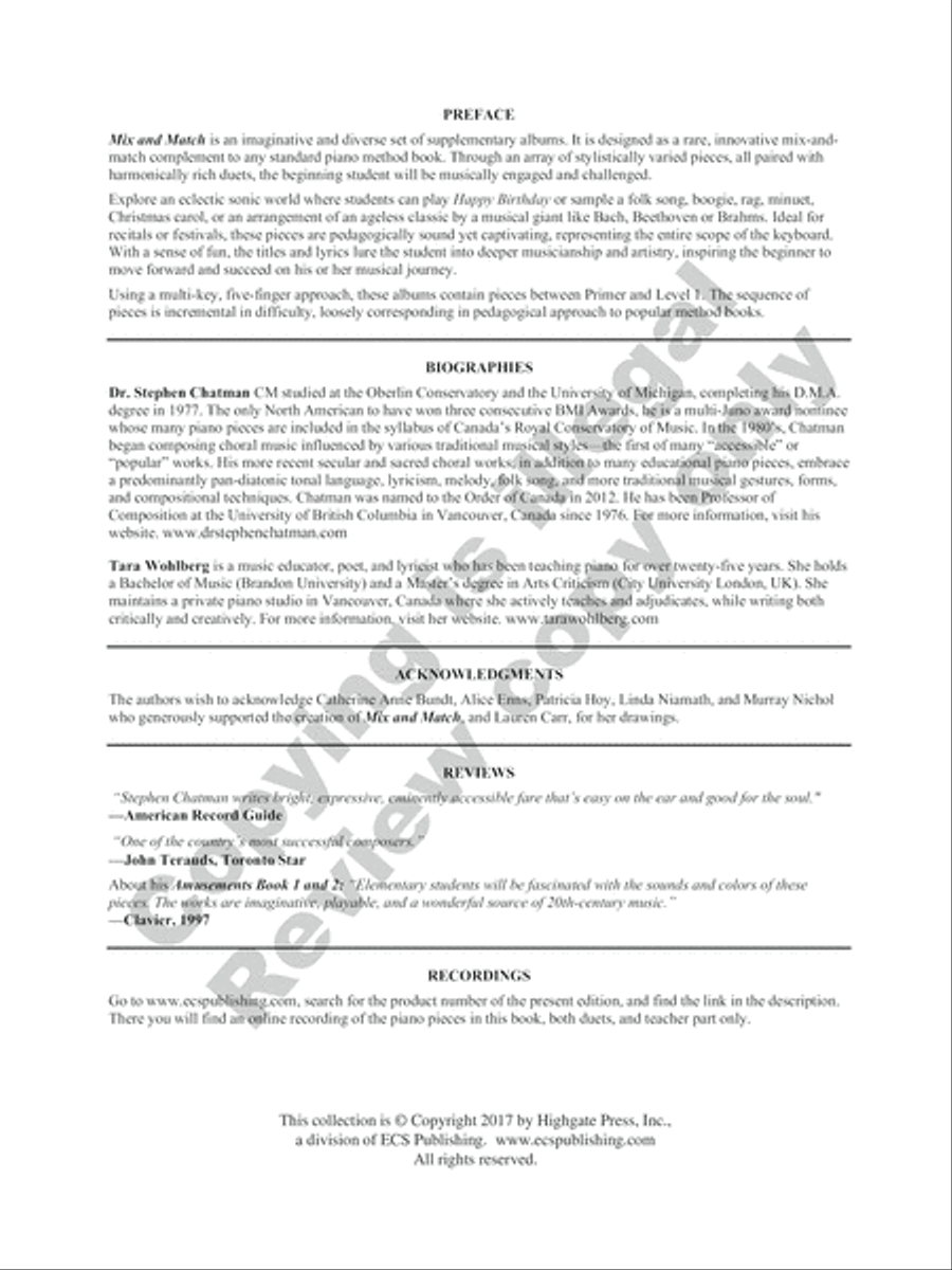 Mix and Match: Performance Book: Level 1 Piano Method scores gallery preview page 12