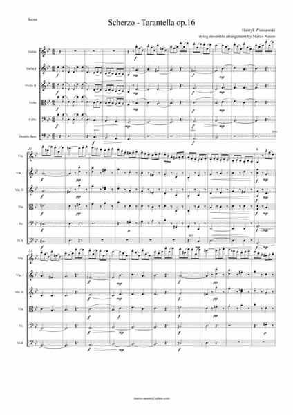 Wieniawski Scherzo Tarentelle Op.16 for violin and string orchestra