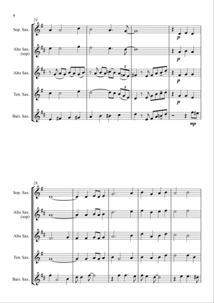 Down By The Riverside - For Saxophone Quartet Saxophone Quartet scores gallery preview page 6