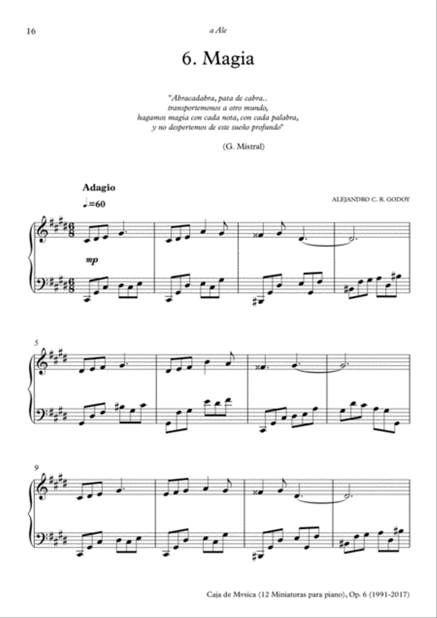Caja de Mvsica, Op.6 (2017) 6. Magia Piano Solo scores gallery preview page 1