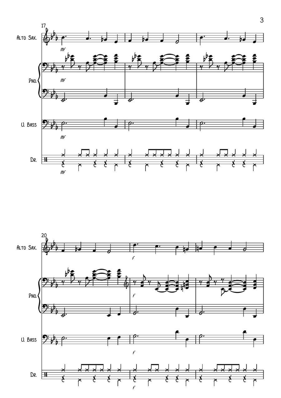 We Three Kings for Jazz Combo (Alto Sax, Piano, Bass, Drums) Jazz Ensemble scores gallery preview page 3