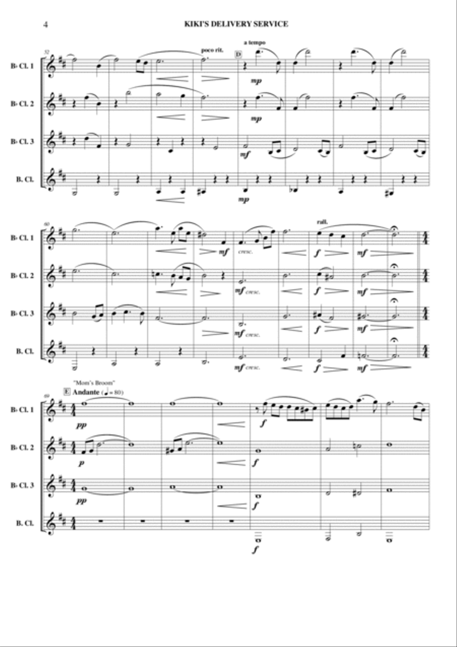 Kiki's Delivery Service (on A Clear Day) Clarinet Quartet scores gallery preview page 5