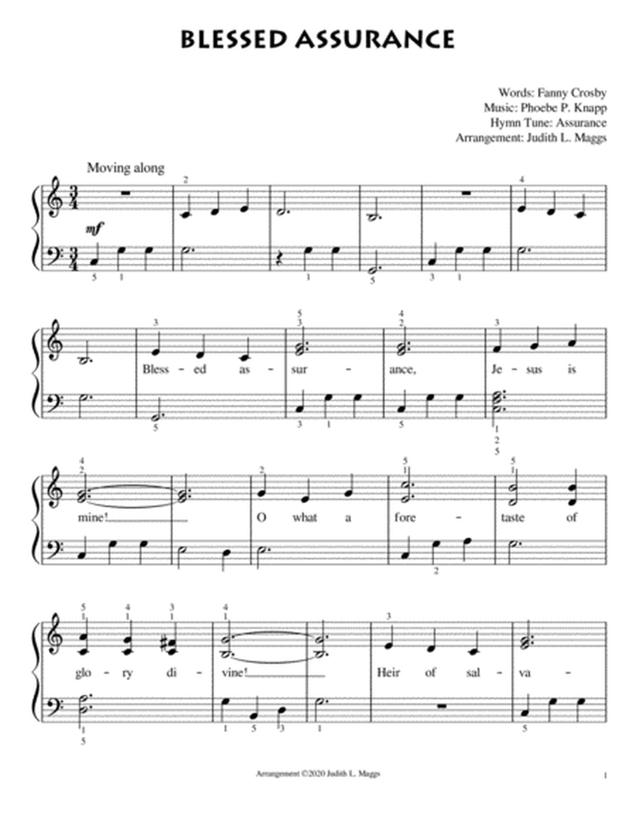 Blessed Assurance - Easy Piano Solo image number null