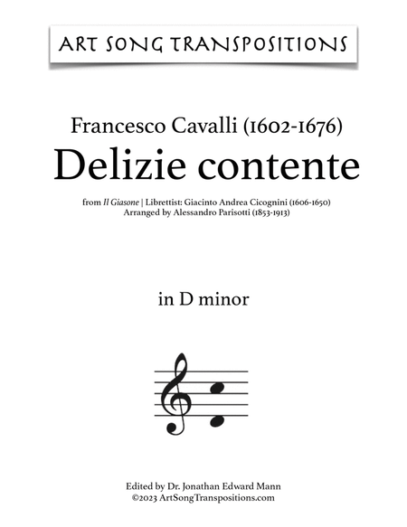 CAVALLI: Delizie contente (transposed to D minor)