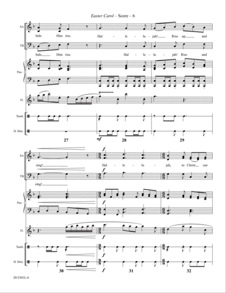 Easter Carol - Flute and Percussion Score and Parts Choir scores gallery preview page 7