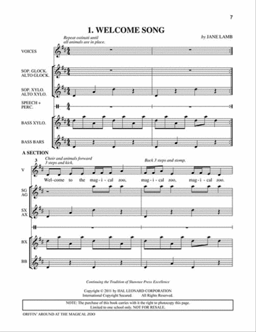 Orffin' Around at the Magical Zoo Unison Choir scores gallery preview page 3