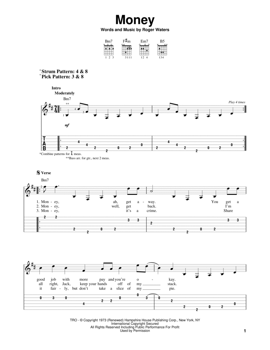 Money Money Acoustic Guitar scores gallery preview page 1