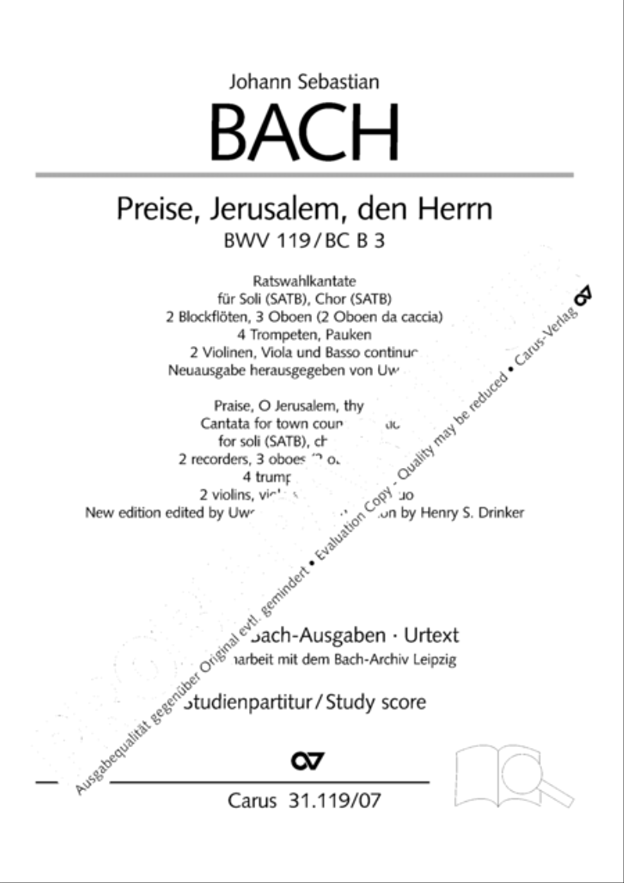 Praise the Lord, O Jerusalem (Preise, Jerusalem, den Herrn) 4-Part scores gallery preview page 2