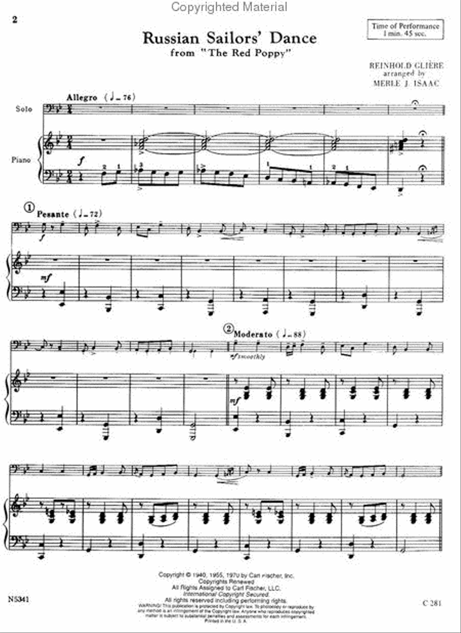 Russian Sailors' Dance Double Bass scores gallery preview page 2