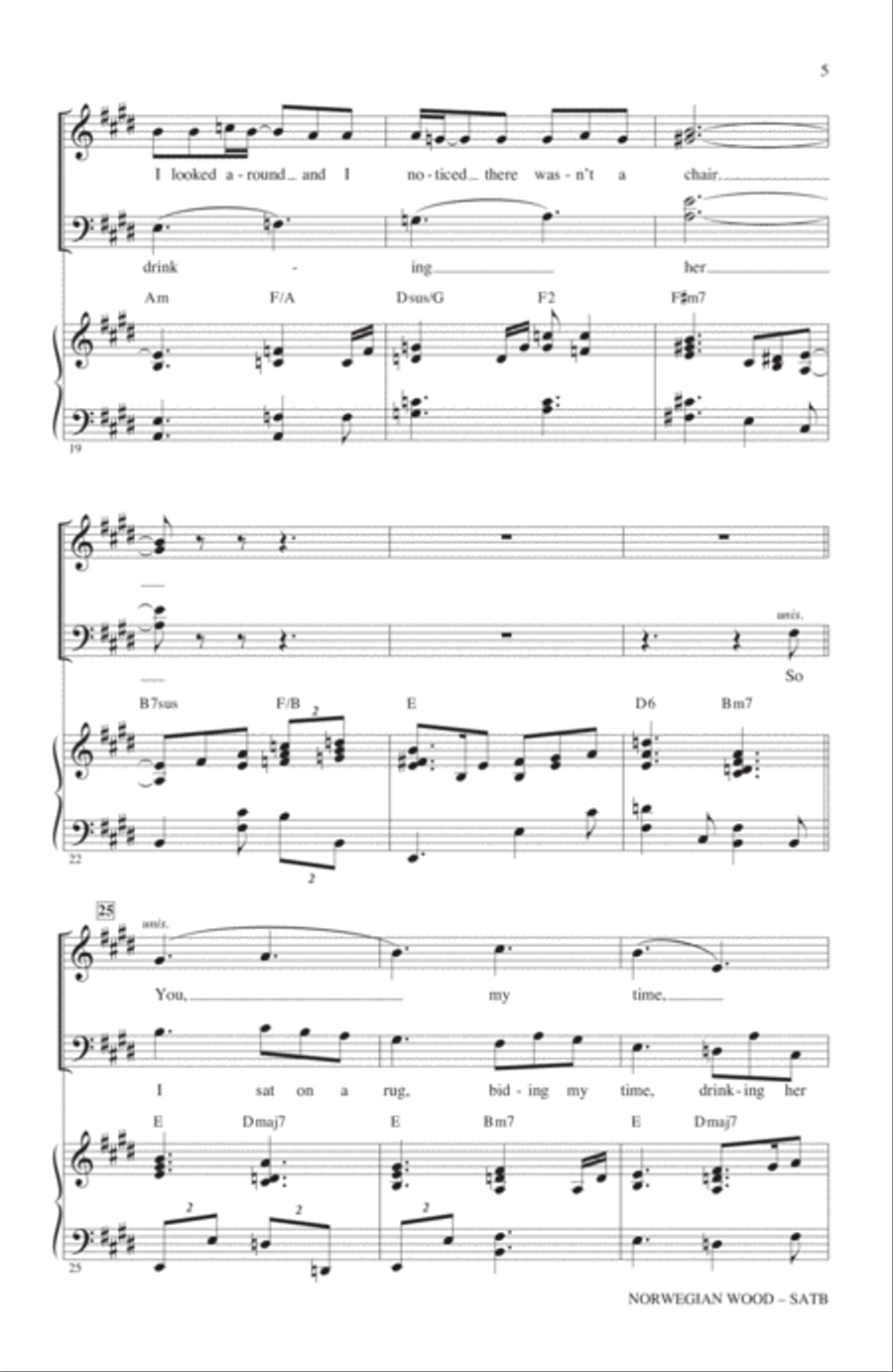 Norwegian Wood (This Bird Has Flown) 4-Part scores gallery preview page 3