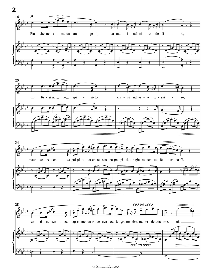L'amor funesto, by Donizetti, in A flat Major Piano, Vocal scores gallery preview page 4