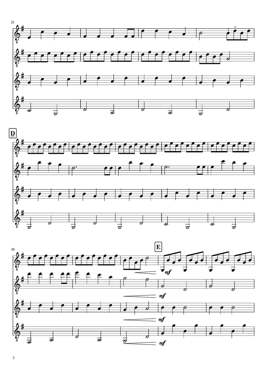 Jingle Bells - Easy Guitar Ensemble Guitar Ensemble scores gallery preview page 2