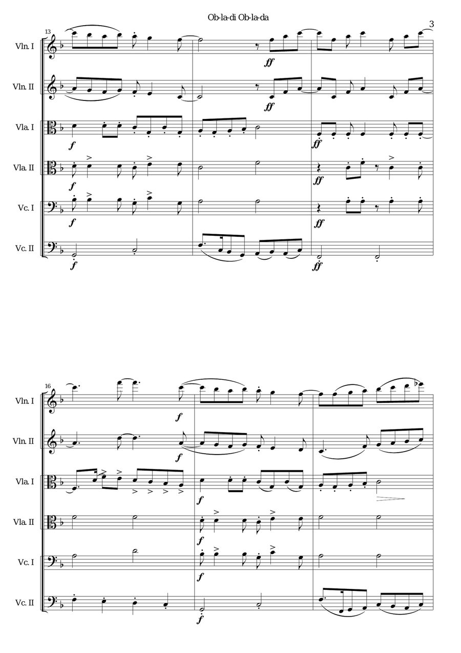 Ob-La-Di, Ob-La-Da String Trio scores gallery preview page 3
