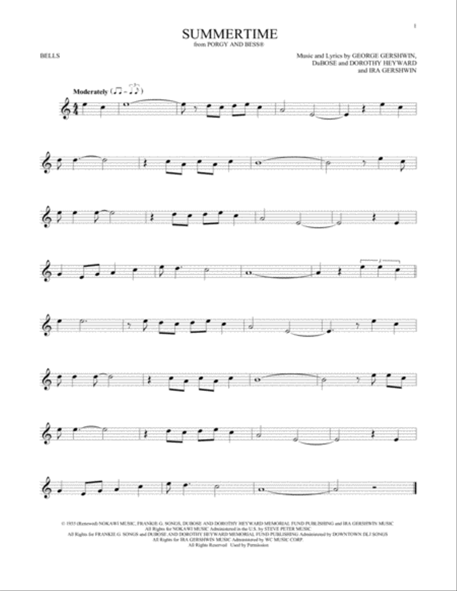 Summertime Summertime Glockenspiel scores gallery preview page 1