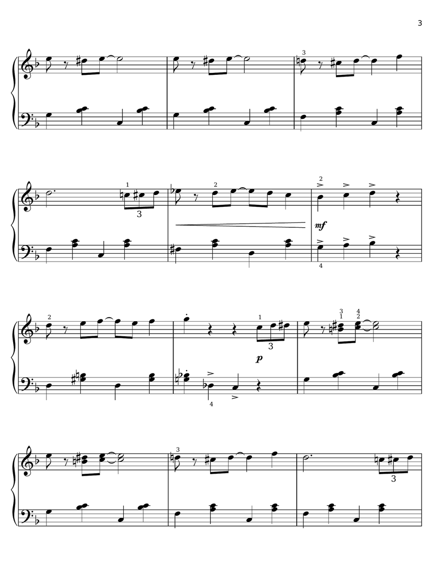 Auld Lang Syne [Ragtime version] (arr. Phillip Keveren) Voice scores gallery preview page 3