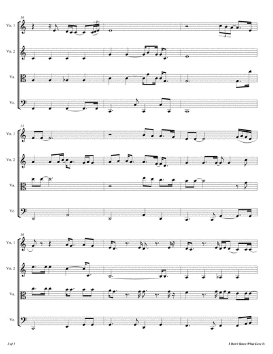 I Don't Know What Love Is String Quartet scores gallery preview page 3