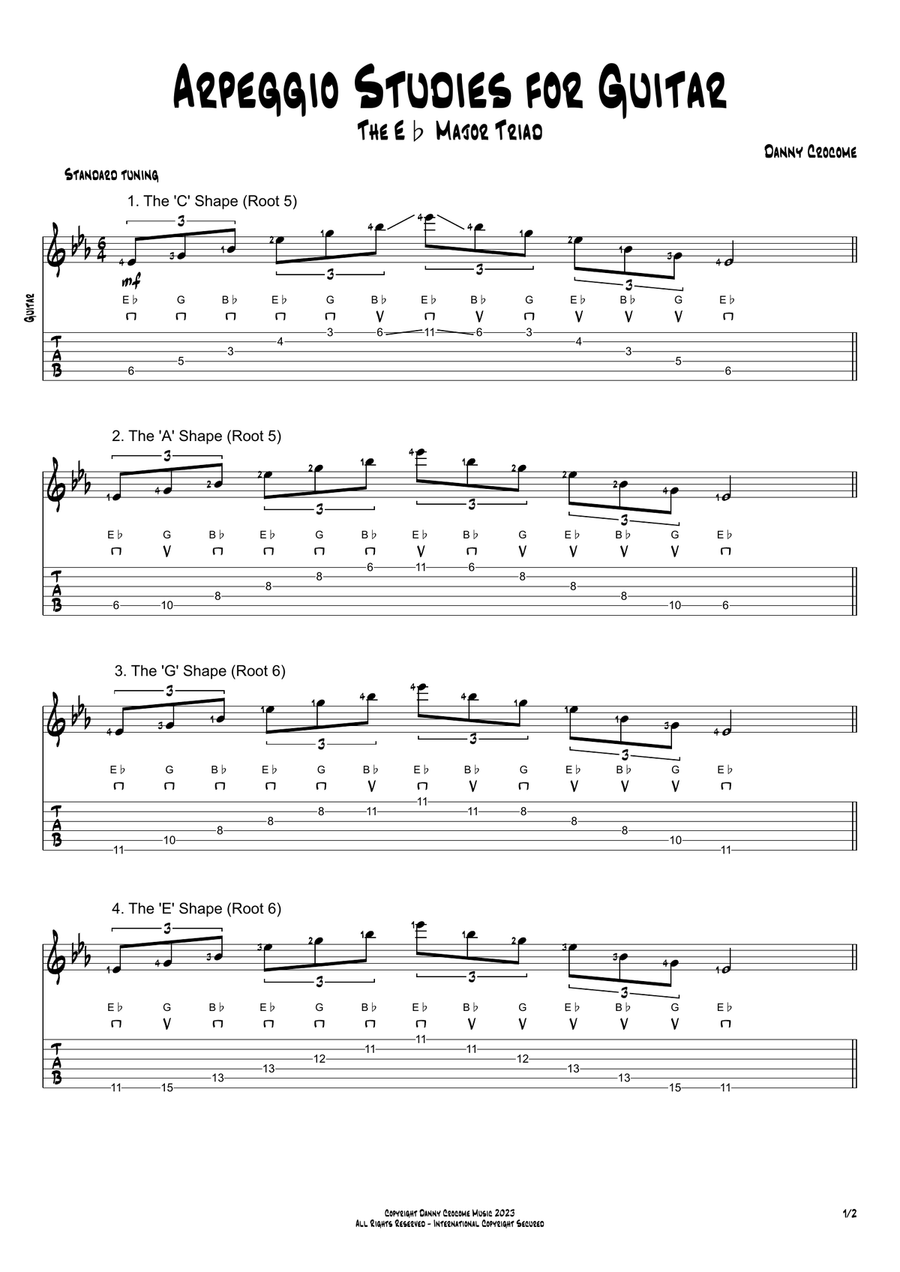 Arpeggio Studies for Guitar - The Eb Major Triad Electric Guitar scores gallery preview page 1