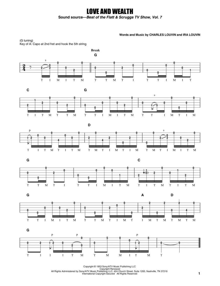 Love And Wealth Banjo scores gallery preview page 1