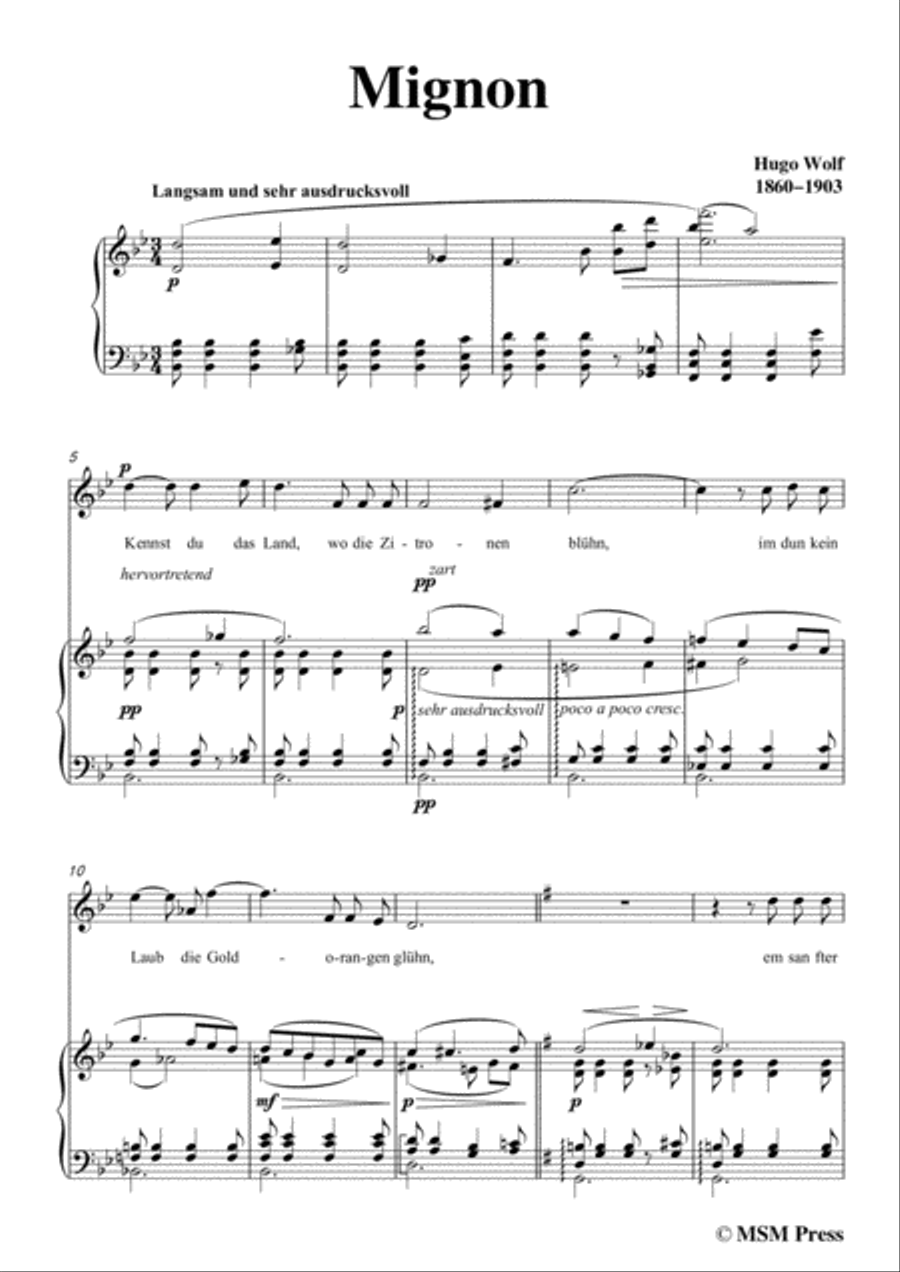 Wolf-Mignon in B flat Major,for Voice and Piano Wolf-Mignon in B flat Major,for Voice and Piano Piano, Vocal scores gallery preview page 3