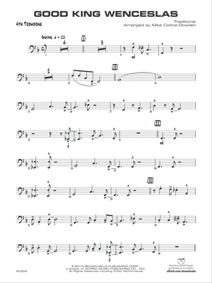 Good King Wenceslas: 4th Trombone Jazz Ensemble scores gallery preview page 1