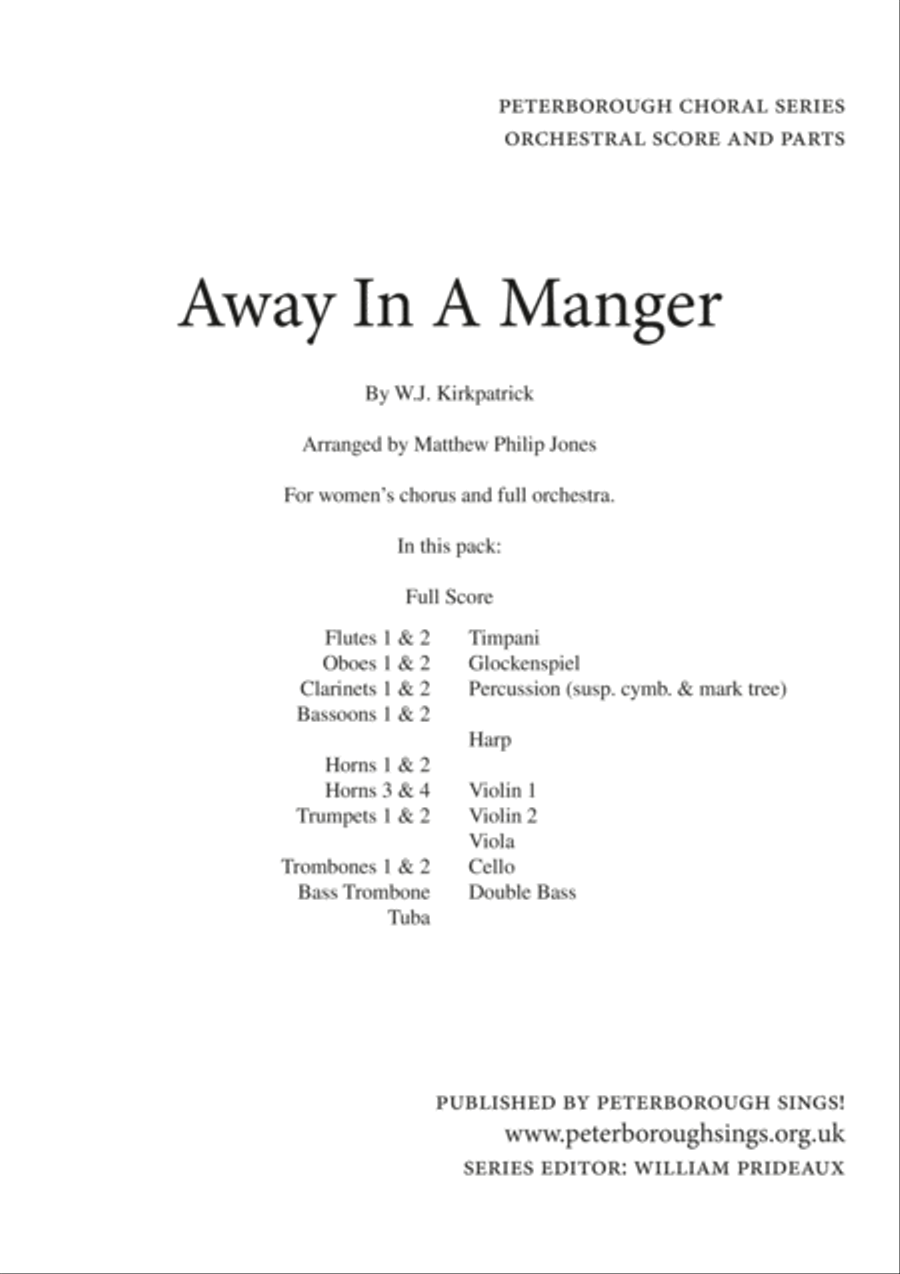 Away In A Manger SSAA Orchestral Accompaniment Score and Parts SSAA scores gallery preview page 1