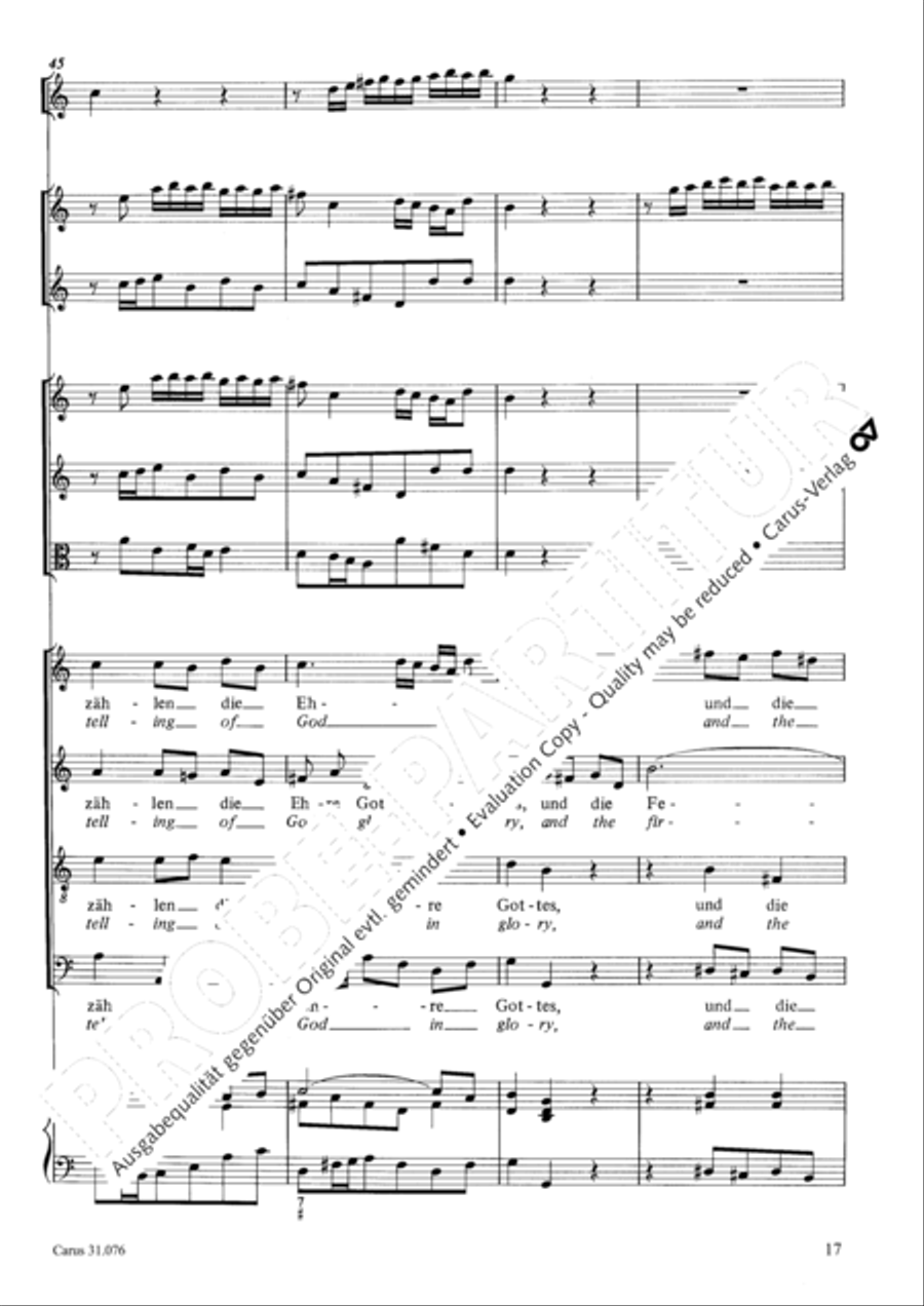 The heavens are telling the Father's glory (Die Himmel erzahlen die Ehre Gottes) 4-Part scores gallery preview page 18