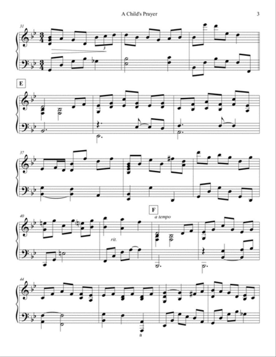 A Child's Prayer Piano Solo scores gallery preview page 3