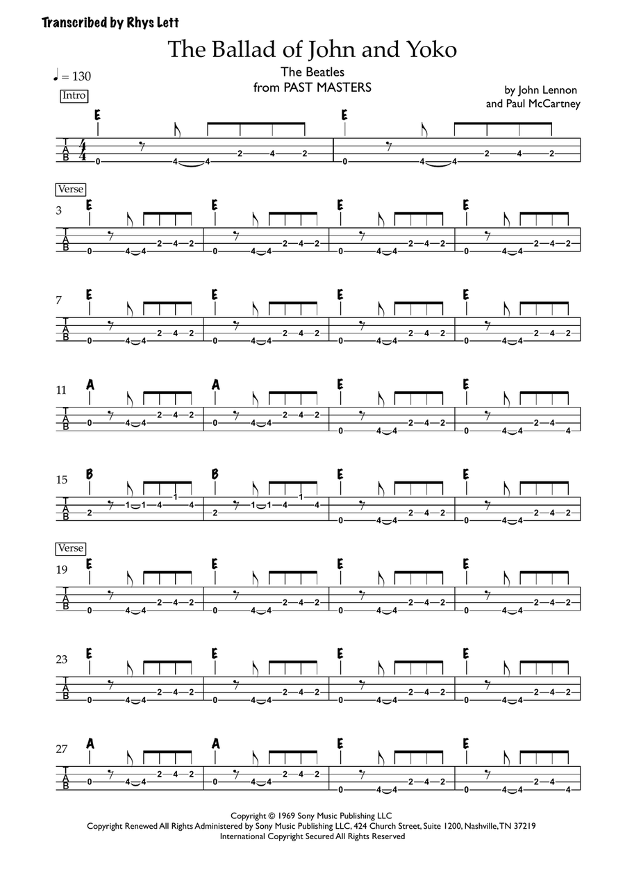 The Ballad Of John And Yoko Acoustic Guitar scores gallery preview page 1