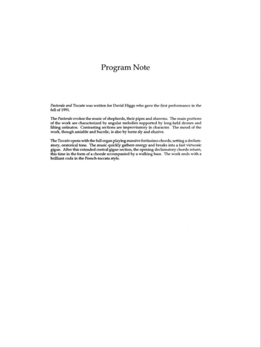 Pastorale and Toccata Organ scores gallery preview page 1