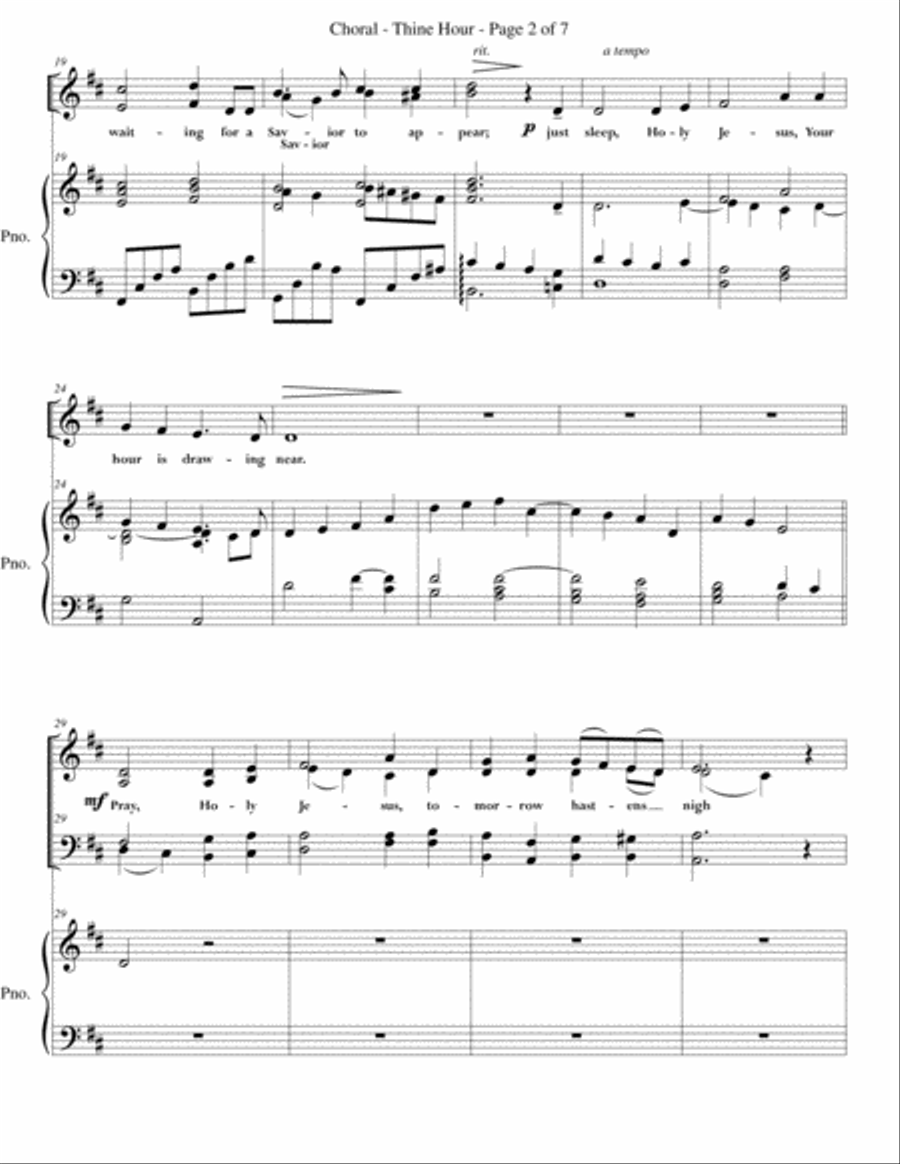 Thine Hour - SATB with Piano 4-Part scores gallery preview page 2