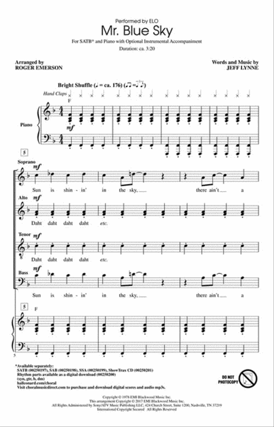 Mr. Blue Sky Mr. Blue Sky 4-Part scores gallery preview page 2