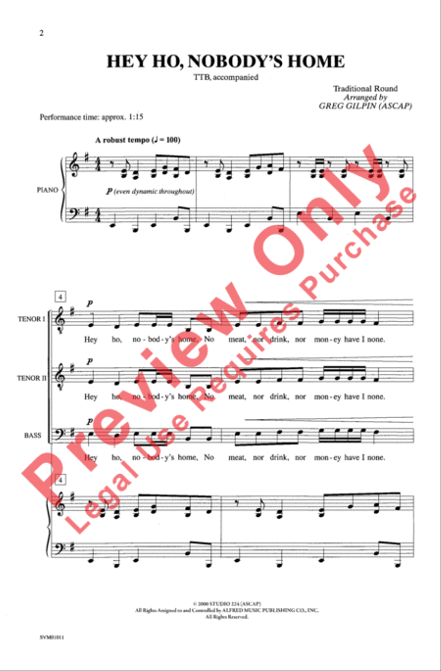 Hey Ho, Nobody's Home Hey Ho, Nobody's Home Men's Choir scores gallery preview page 2
