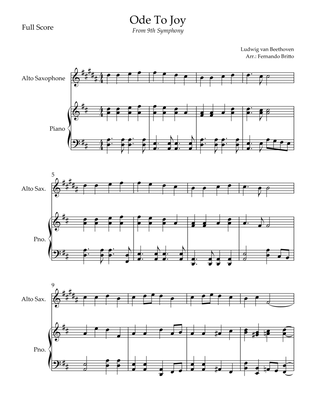 Ode To Joy Theme (from Beethoven's 9th Symphony) for Alto Saxophone Solo and Piano Accompaniment