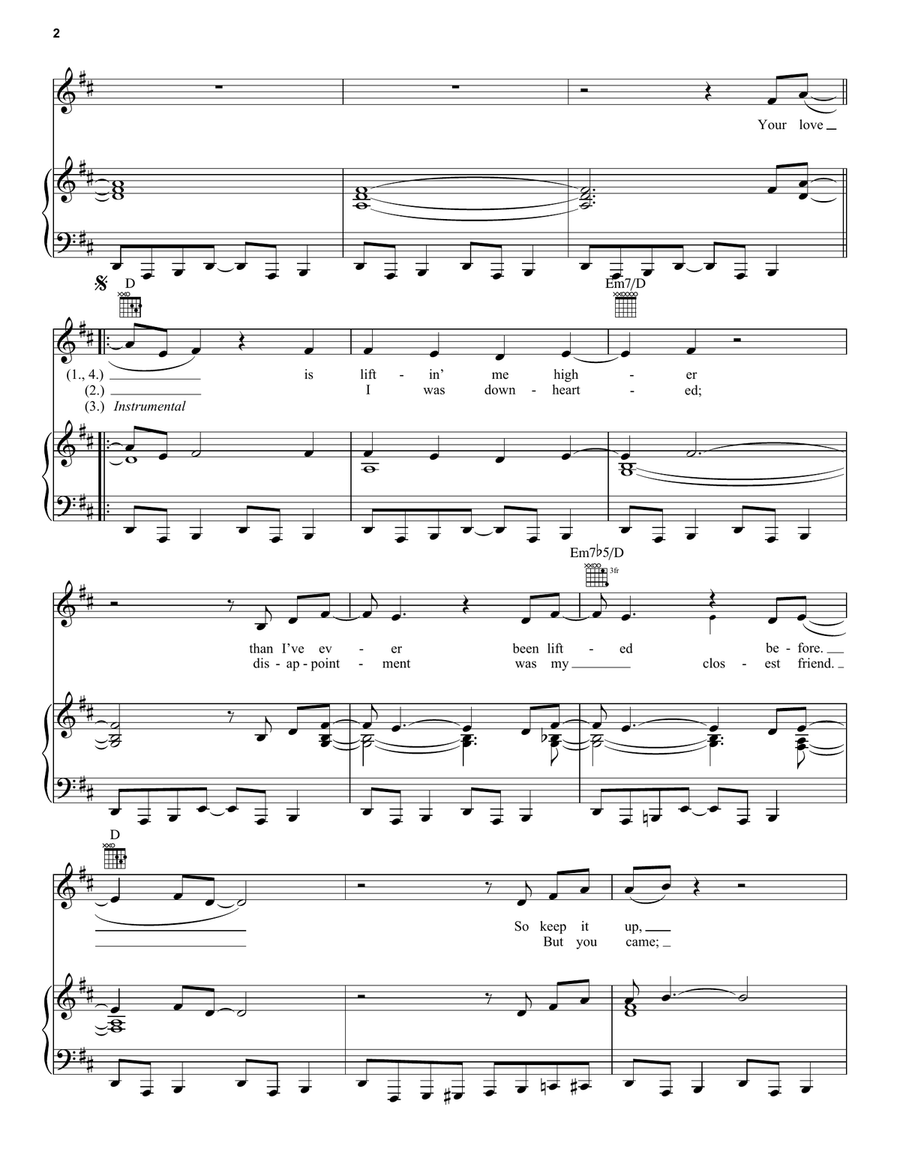 (Your Love Has Lifted Me) Higher And Higher Piano, Vocal, Guitar scores gallery preview page 2