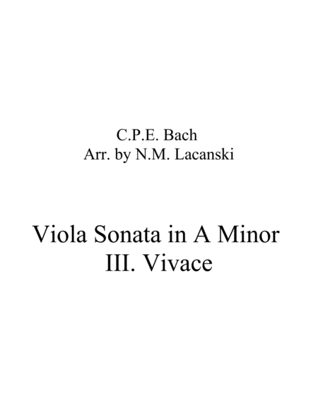 Viola Sonata in A Minor III. Vivace